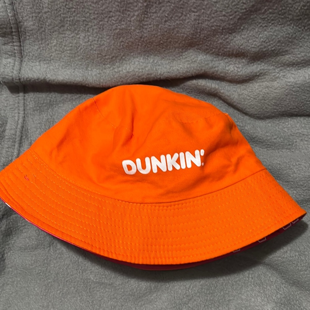 Dunkin' Orange /Red Reversible Bucket Hat New